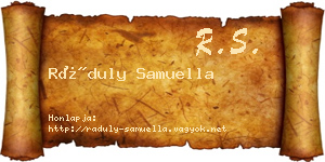 Ráduly Samuella névjegykártya